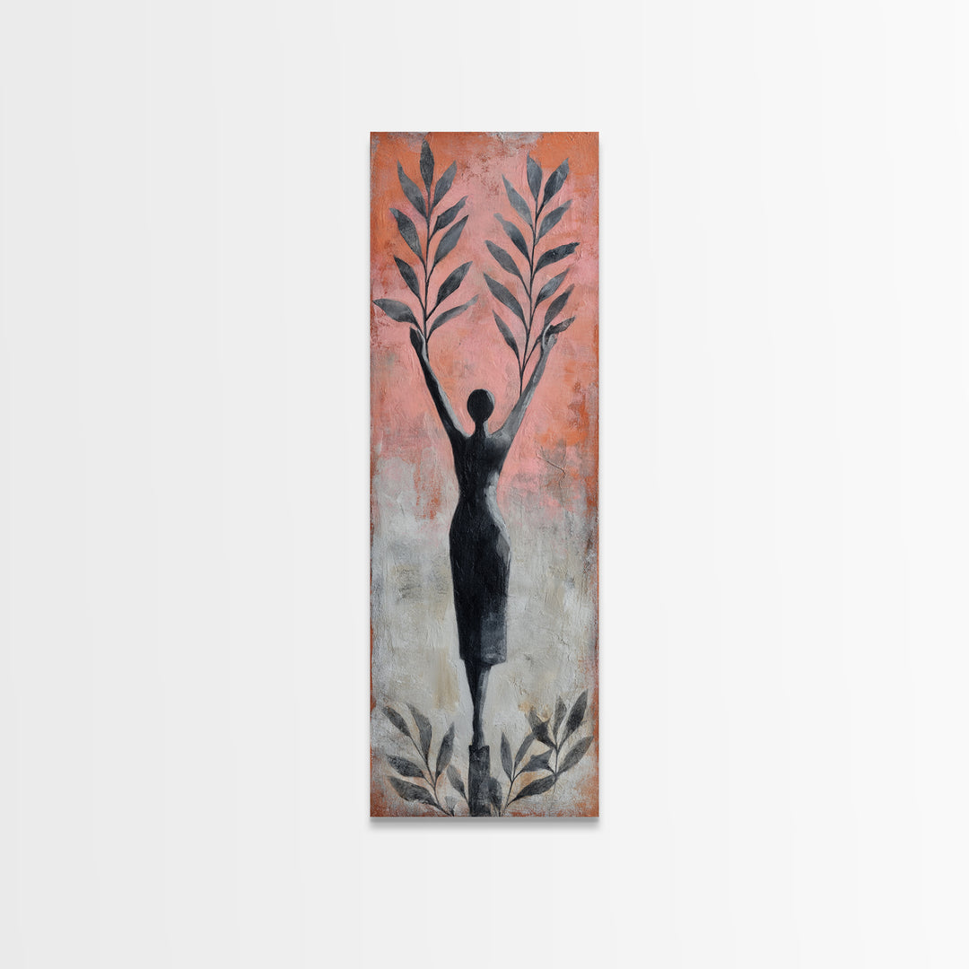 Tree Pose Figure Canvas Print, Yoga Studio Art, Zen Home Decor, Yoga Studio Decor, Oil Painting, Balance, Room Decor, YSA-1x3-42
