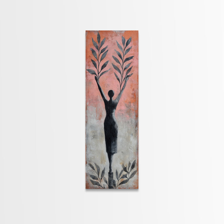 Tree Pose Figure Canvas Print, Yoga Studio Art, Zen Home Decor, Yoga Studio Decor, Oil Painting, Balance, Room Decor, YSA-1x3-42