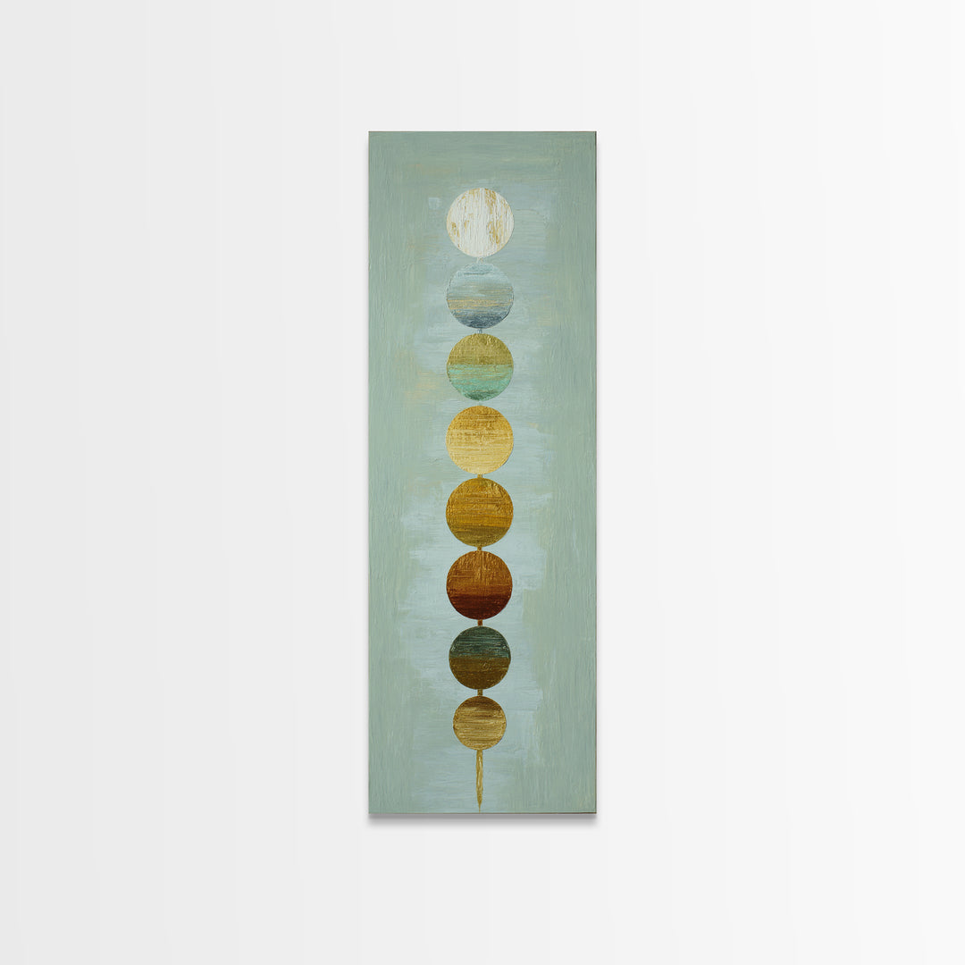 Chakra Color Circles Framed Canvas Print, Yoga Studio Art, Boho Wall Hanging, Yoga Studio Decor, Fine Art, Balance, YSA-1x3-50