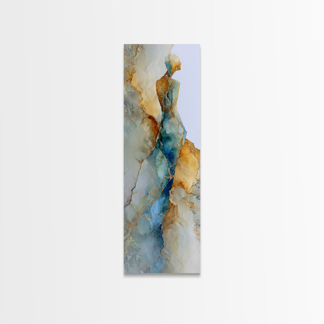 Soft Watercolor Aura Around Seated Figure Canvas Print, Yoga Studio Art, African American Art, Yoga Studio Decor, Balance, YSA-1x3-59