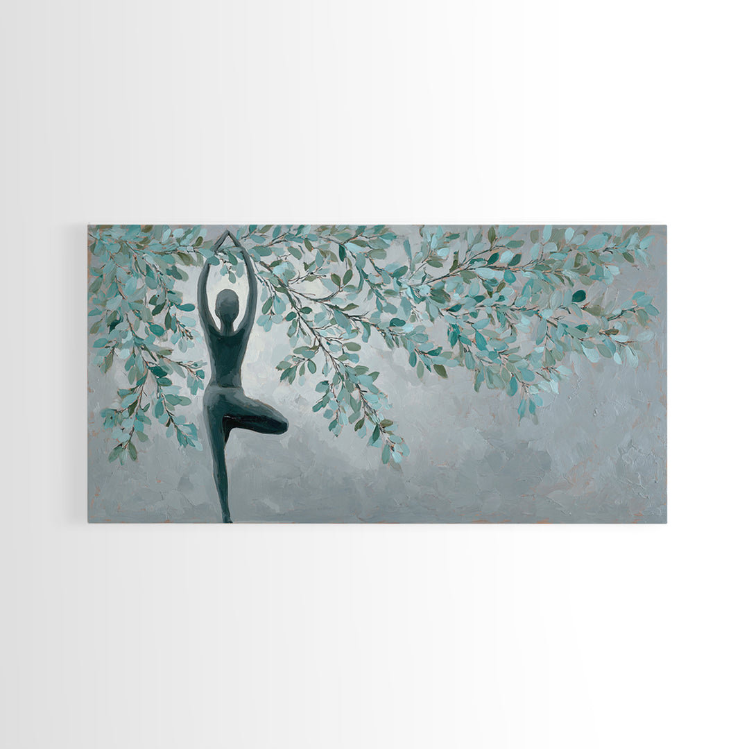 Tree Pose Figure Canvas Print, Yoga Studio Art, Boho Decor, Yoga Studio Decor, Balance, Bookshelf Decor, Printable Art, YSA-2x1-2