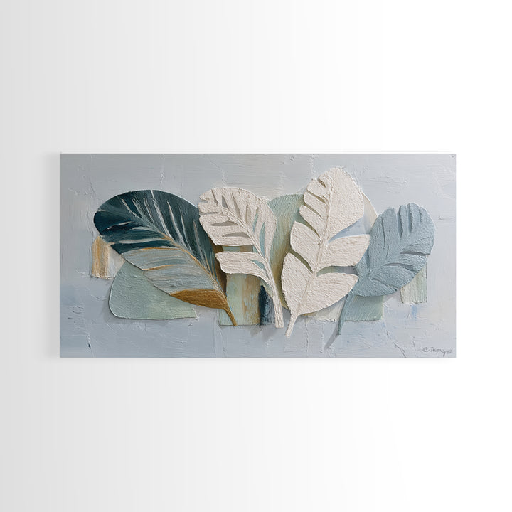 Gentle Palm Leaf Shadow on Plaster Framed Canvas Print, Yoga Studio Art, Fine Art Print, Yoga Studio Decor, Fine Art, Balance, YSA-2x1-20