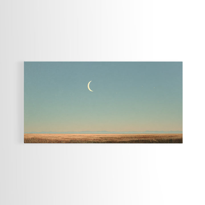 Crescent Moon and Stars Canvas Print, Yoga Studio Art, Room Decor, Yoga Studio Decor, Oil Painting, Balance, Wall Art Print, YSA-2x1-62