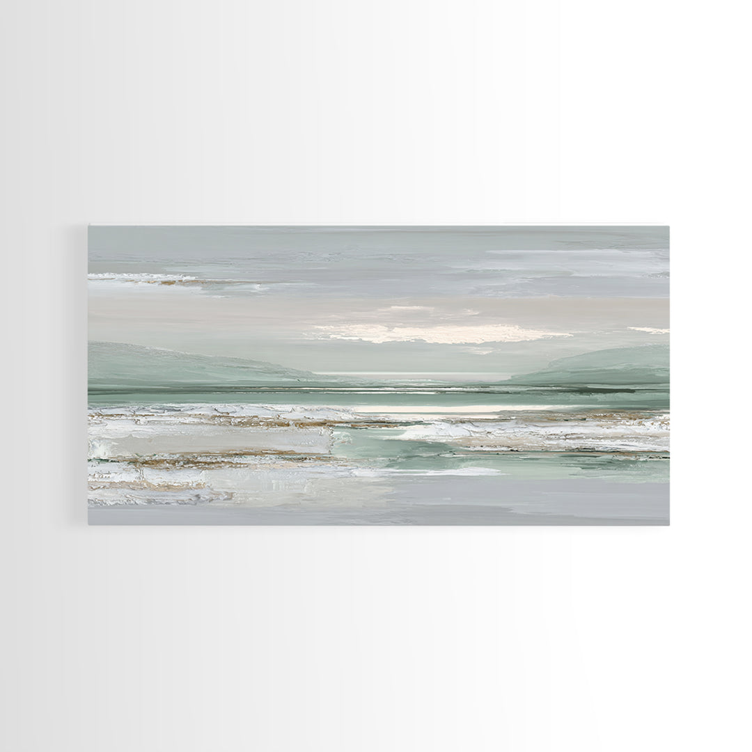 Peaceful Desert Horizon Framed Canvas Print, Yoga Studio Art, Nature Prints, Yoga Studio Decor, Oil Painting, Balance, YSA-2x1-80