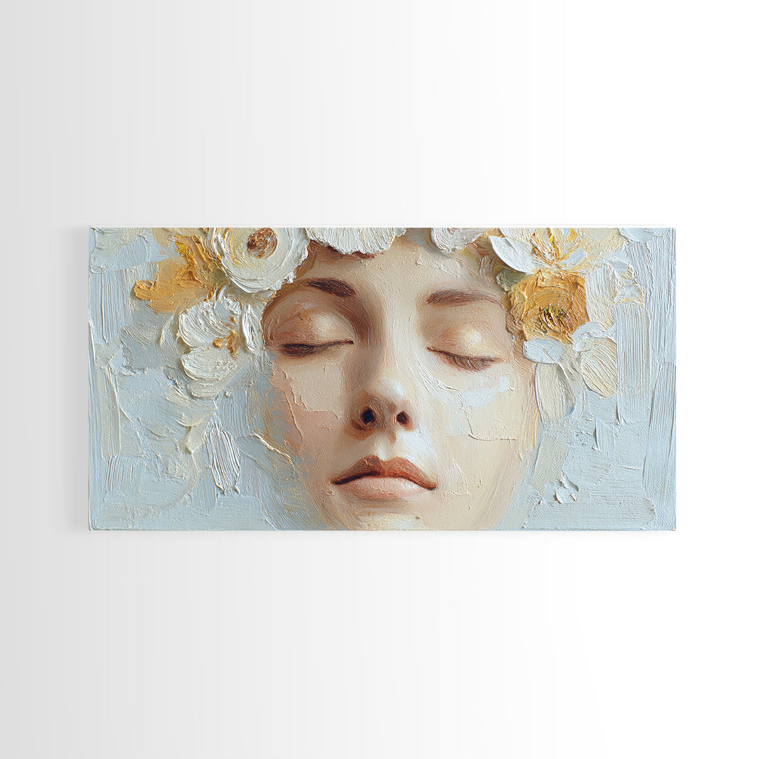 Closed Eye Face Framed Canvas Print, Yoga Studio Art, Yoga Studio Decor, Watercolor Art, Balance, Bedroom Wall Art, YSA-2x1-9