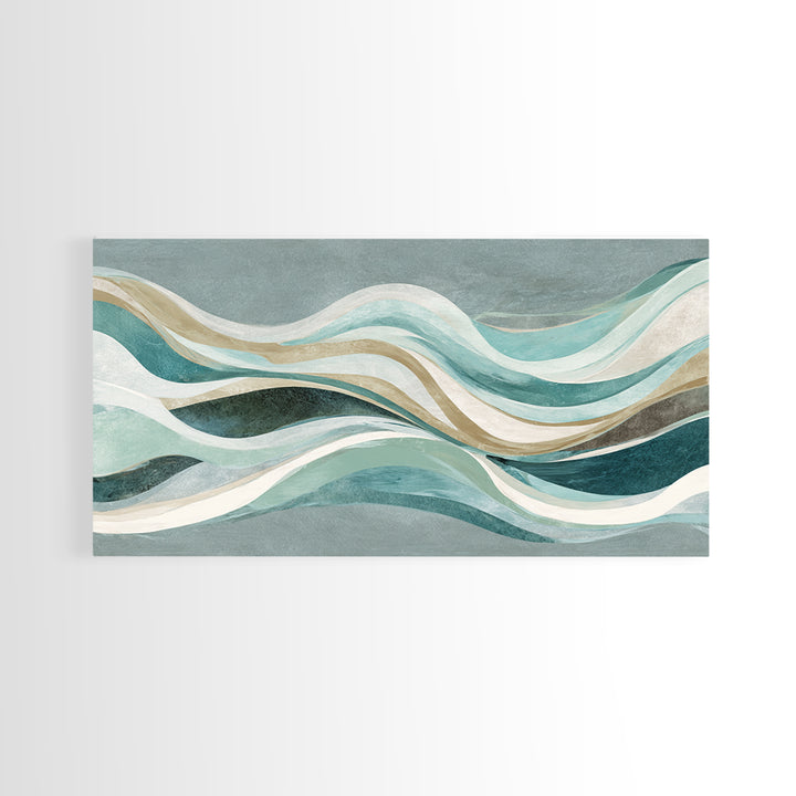 Abstract Breath Waves Framed Canvas Print, Yoga Studio Art, Large Wall Decor, Yoga Studio Decor, Abstract Art, Balance, YSA-2x1-99