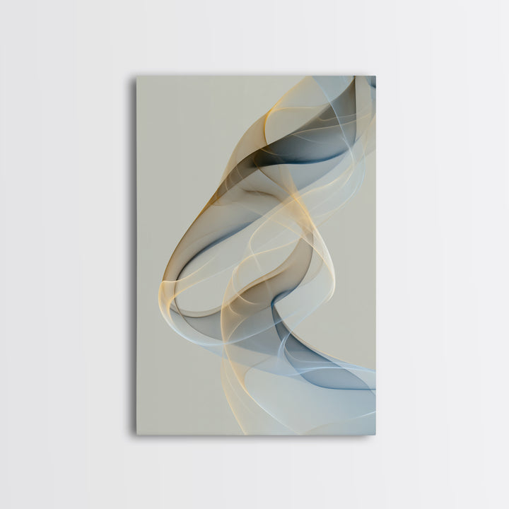 Incense Smoke Forming Abstract Curves Framed Canvas Print, Yoga Studio Art, Living Room Decor, Yoga Studio Decor, Abstract Art, YSA-2x3-53