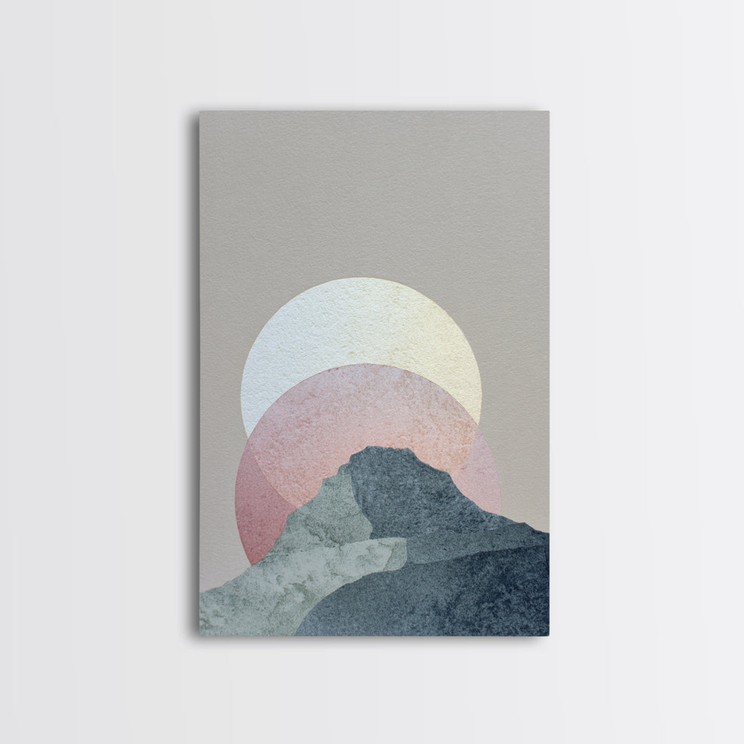 Moon Phase Arc Above Mountain Silhouette Canvas Print, Yoga Studio Art, Living Room Wall Art, Yoga Studio Decor, Balance, YSA-2x3-61