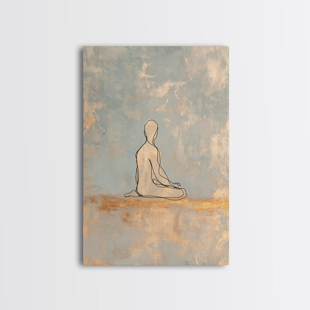 Minimal Yoga Pose Line Drawing Canvas Print, Yoga Studio Art, Bookshelf Decor, Yoga Studio Decor, Abstract Art, Balance, YSA-2x3-82