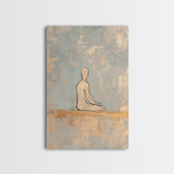 Minimal Yoga Pose Line Drawing Canvas Print, Yoga Studio Art, Bookshelf Decor, Yoga Studio Decor, Abstract Art, Balance, YSA-2x3-82