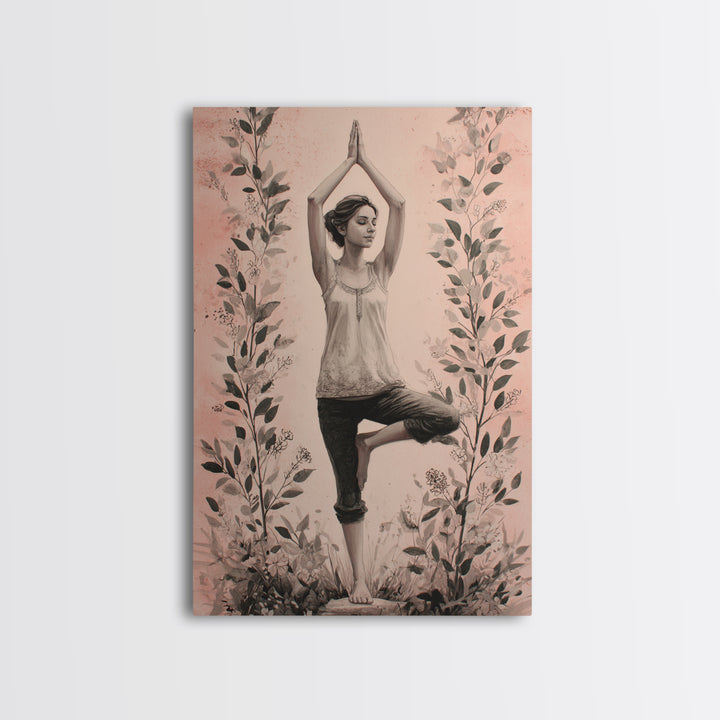 Tree Pose Figure Canvas Print, Yoga Studio Art, Printable Art, Yoga Studio Decor, Fine Art, Balance, Art Nouveau Decor, YSA-2x3-86