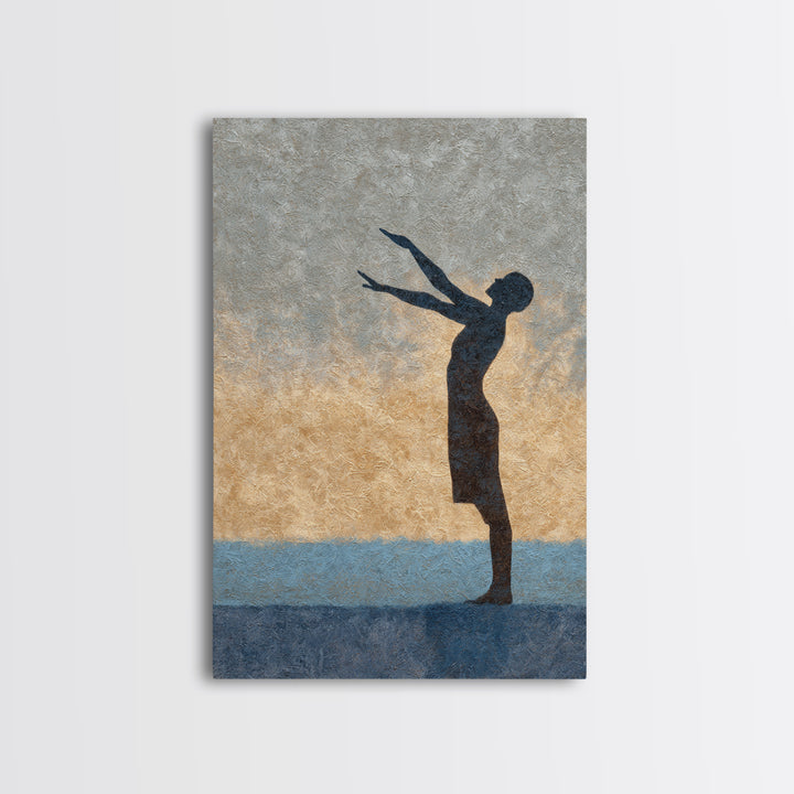 Sun Salutation Silhouette Sequence Without Text Canvas Print, Yoga Studio Art, Living Room Decor, Yoga Studio Decor, Balance, YSA-2x3-88
