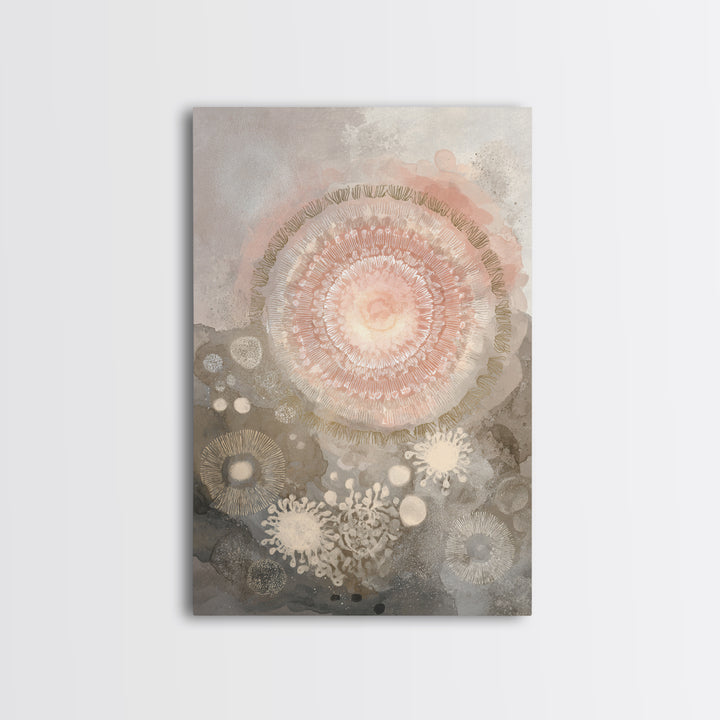 Mandala in Soft Earth Tones Framed Canvas Print, Yoga Studio Art, Wall Art Printable, Yoga Studio Decor, Watercolor Art, YSA-2x3-89