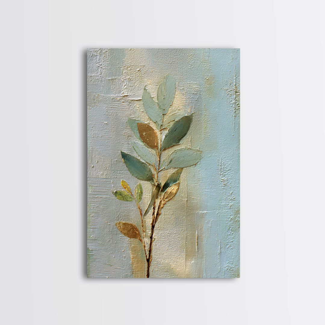 Sage Green Botanical Branch Study Framed Canvas Print, Yoga Studio Art, African American Art, Yoga Studio Decor, Watercolor Art, YSA-2x3-97