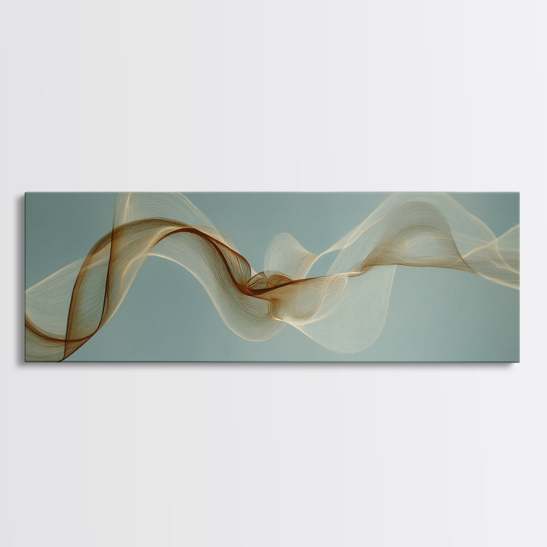Incense Smoke Forming Abstract Curves Framed Canvas Print, Yoga Studio Art, Nature Prints, Yoga Studio Decor, Abstract Art, YSA-3x1-37