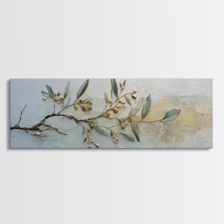 Sage Green Botanical Branch Study Framed Canvas Print, Yoga Studio Art, Bedroom Wall Art, Yoga Studio Decor, Fine Art, Balance, YSA-3x1-9