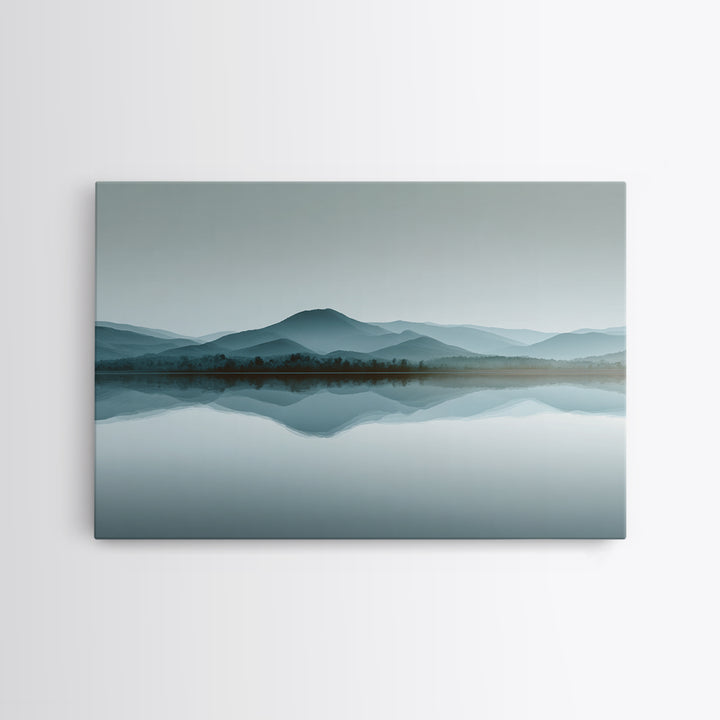 Sunrise Mountain Lake Reflection Framed Canvas Print, Yoga Studio Art, Wall Art Printable, Yoga Studio Decor, Watercolor Art, YSA-3x2-24