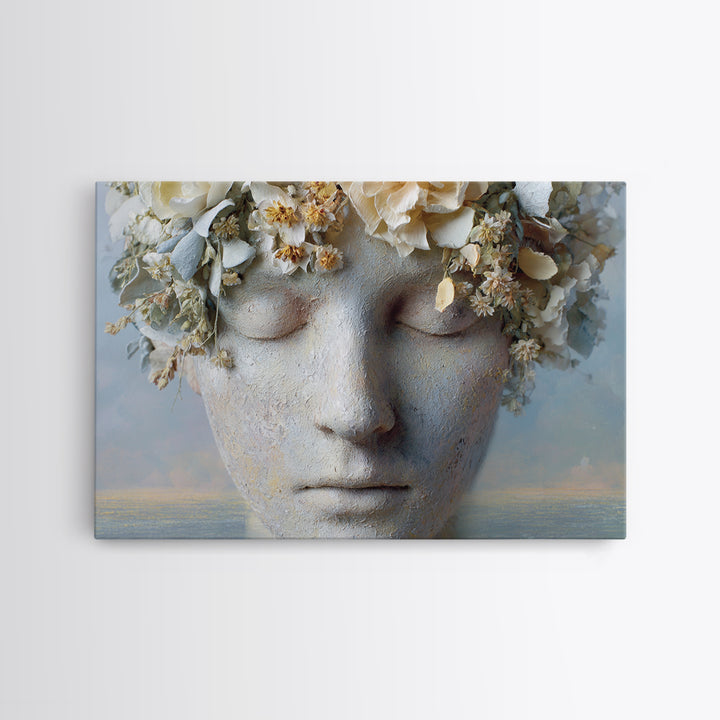 Closed Eye Face Framed Canvas Print, Yoga Studio Art, Boho Art, Yoga Studio Decor, Fine Art, Balance, Fine Art Print, YSA-3x2-41