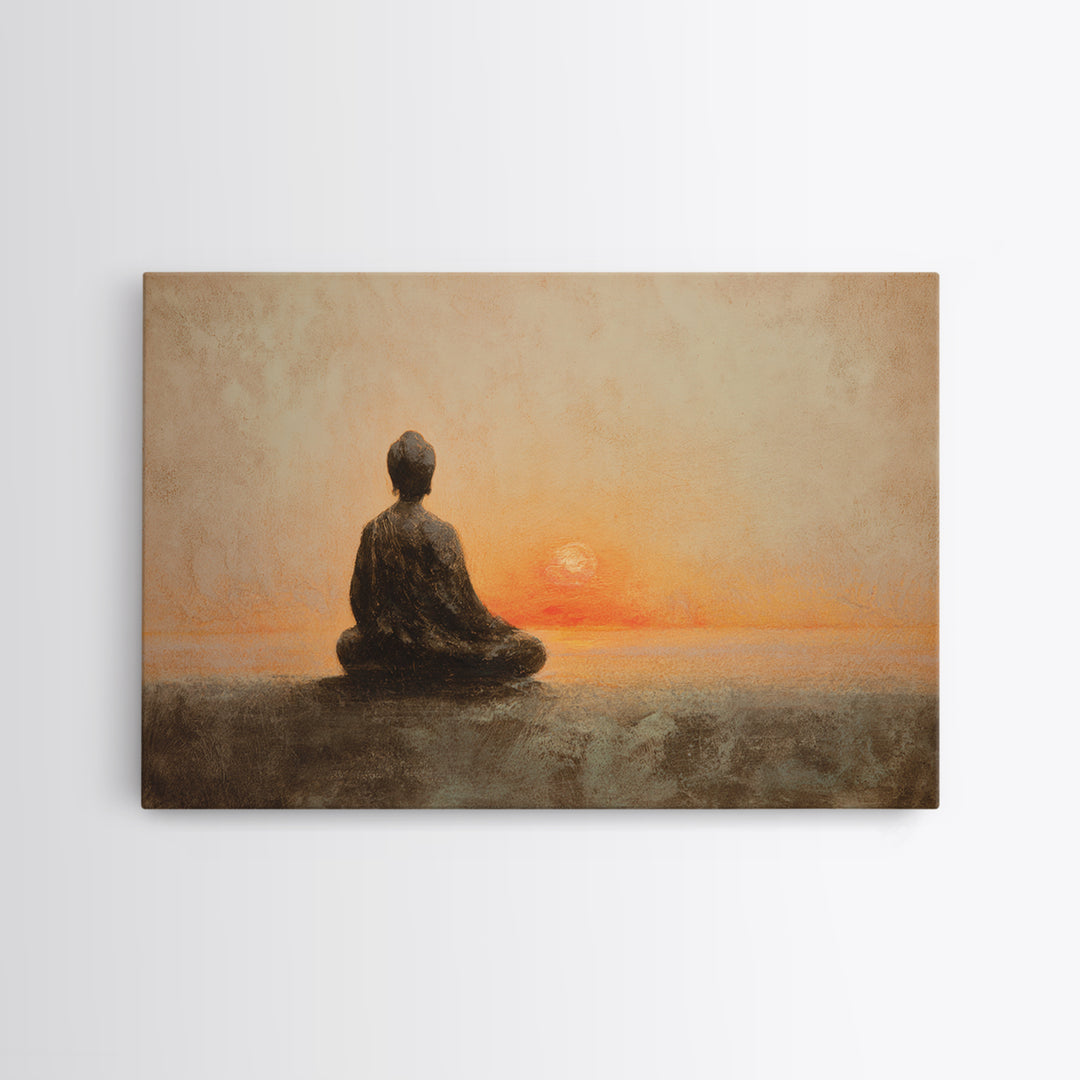 Seated Meditation Figure Framed Canvas Print, Yoga Studio Art, Gallery Decor, Yoga Studio Decor, Oil Painting, Balance, YSA-3x2-77