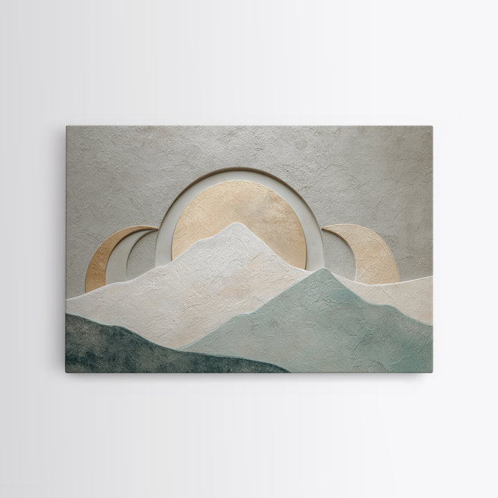 Moon Phase Arc Above Mountain Silhouette Framed Canvas Print, Yoga Studio Art, Feminine Wall Art, Yoga Studio Decor, Balance, YSA-3x2-81