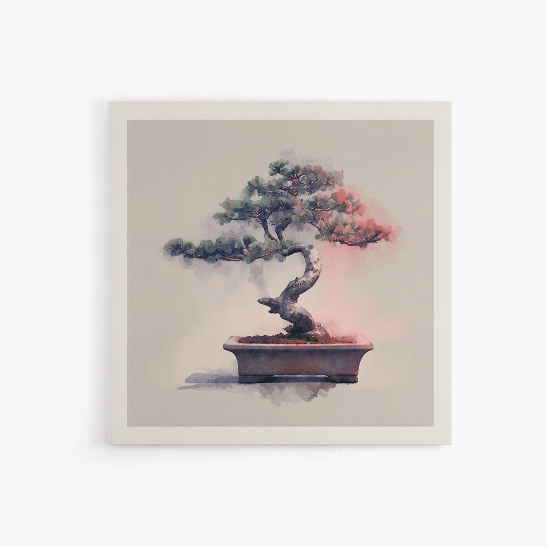 Bonsai Tree in Simple Ceramic Pot Framed Canvas Print, Zen Art, Wall Decor, Living Room Decor, Fine Art, Zen, Japanese Wall Art, ZEN-1x1-12