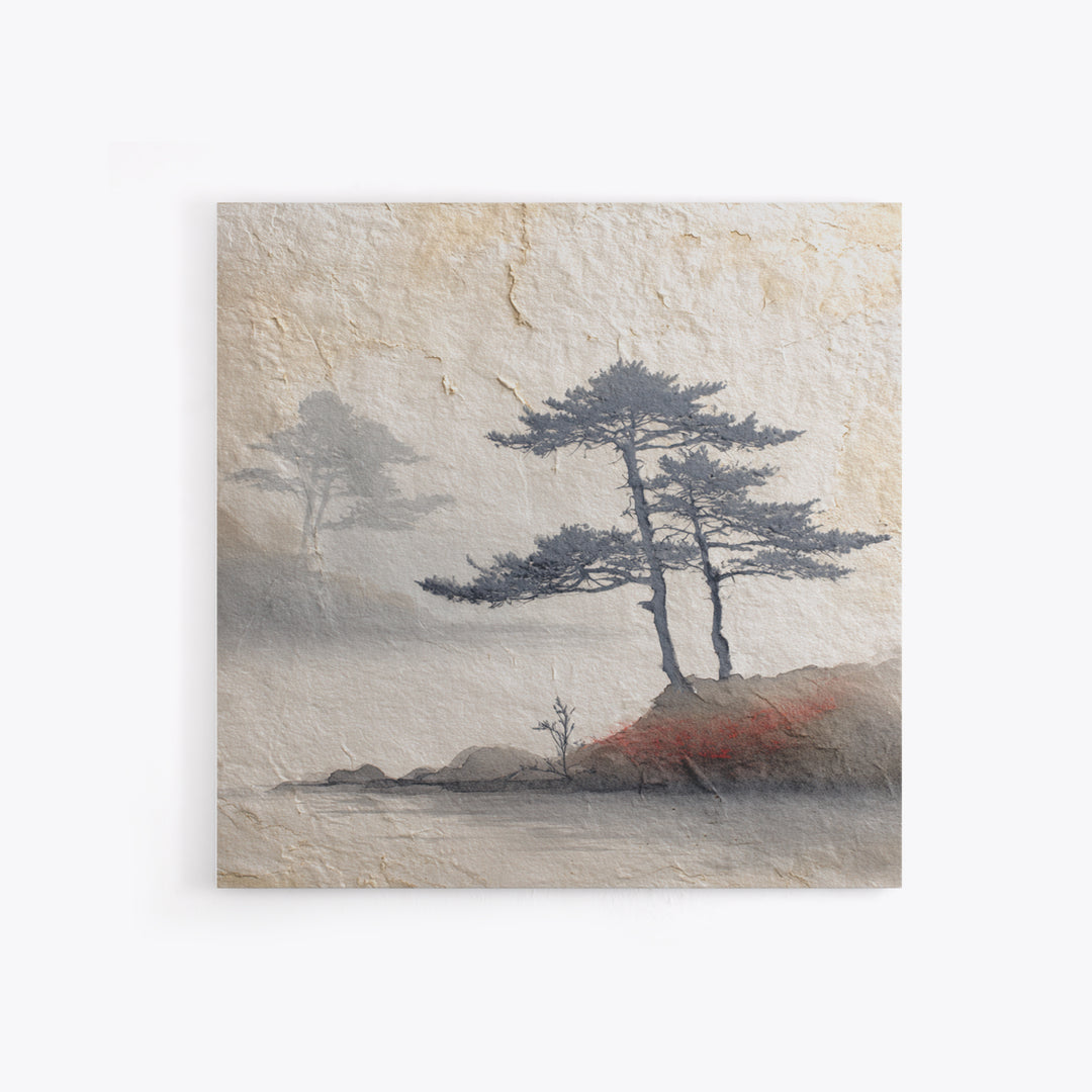 Soft Pine Silhouette Canvas Print, Zen Art, Boho Wall Decor, Living Room Decor, Oil Painting, Zen, Wabi Sabi Art, ZEN-1x1-15