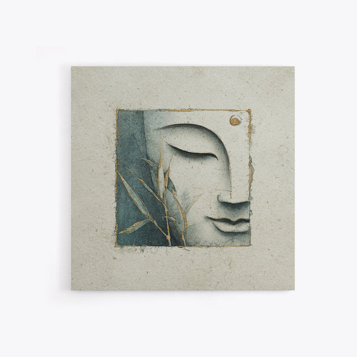 Calm Face with Closed Eyes and Simple Canvas Print, Zen Art, Japanese Decor, Living Room Decor, Fine Art, Zen, Luxury Decor, ZEN-1x1-22