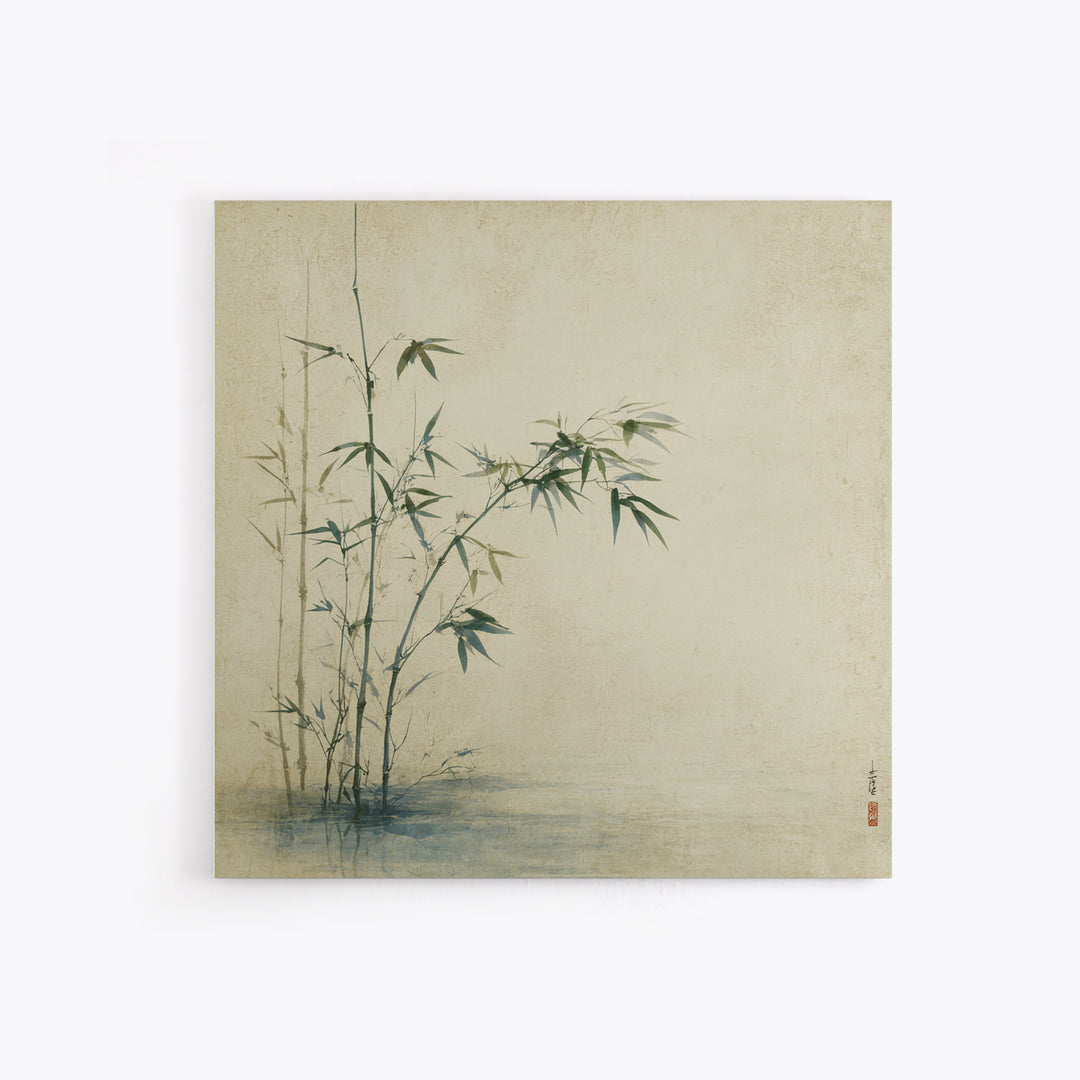 Bamboo Stalks in Sparse Ink Wash Canvas Print, Zen Art, Neutral Decor, Living Room Decor, Fine Art, Zen, Wall Decor, Art Print, ZEN-1x1-26
