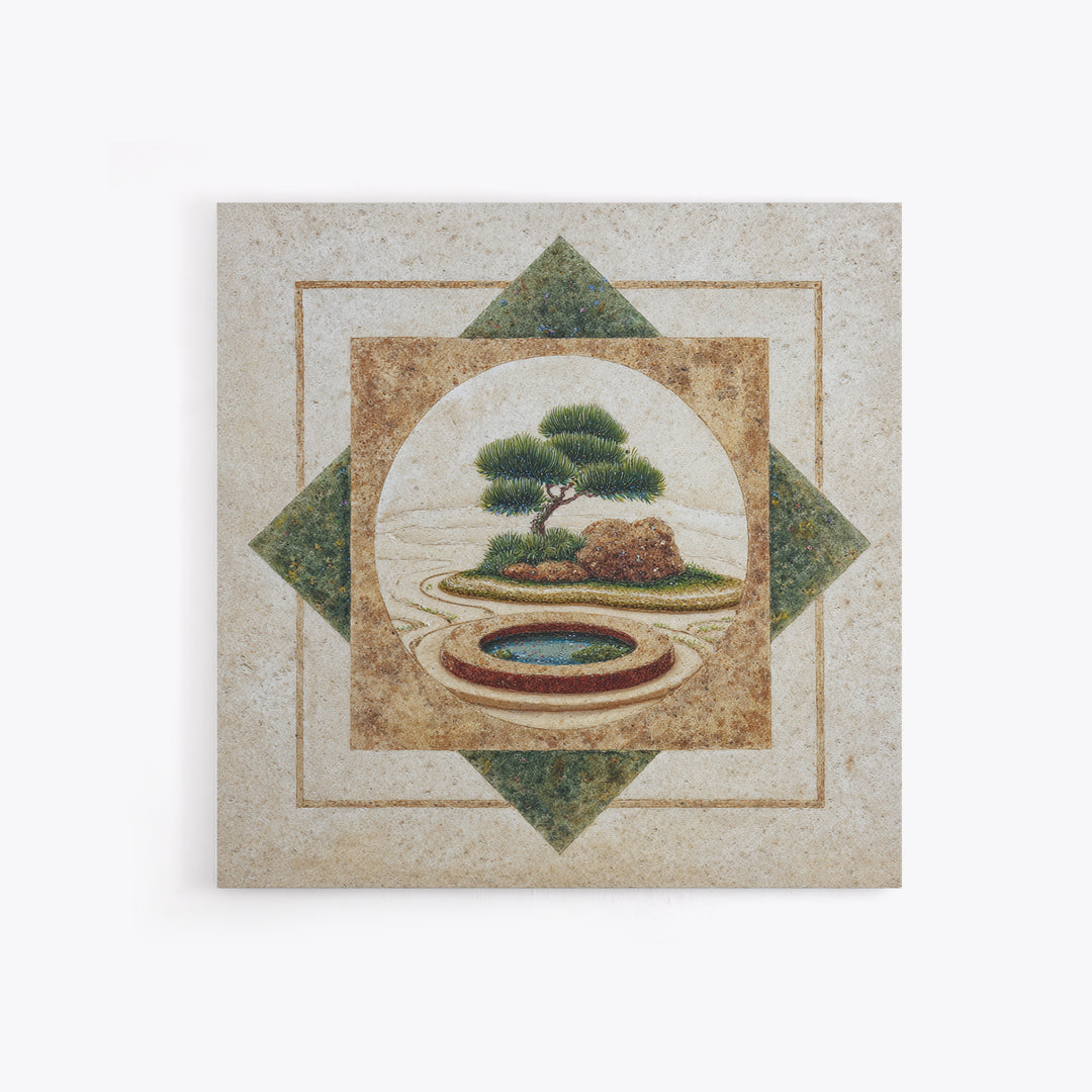Raked Sand Garden Pattern from Above Framed Canvas Print, Zen Art, Artist, Living Room Decor, Watercolor Art, Zen, ZEN-1x1-6