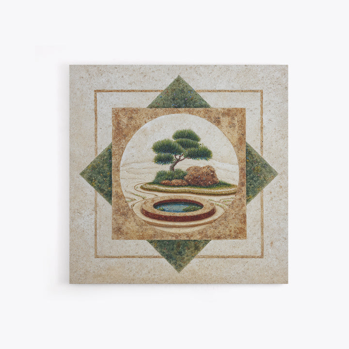 Raked Sand Garden Pattern from Above Framed Canvas Print, Zen Art, Artist, Living Room Decor, Watercolor Art, Zen, ZEN-1x1-6