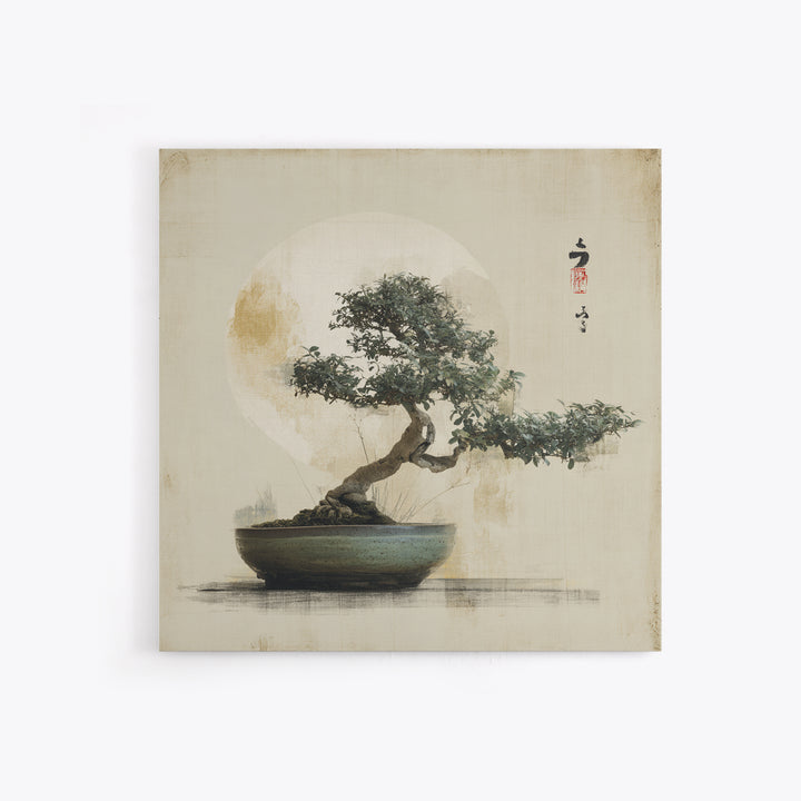 Bonsai Tree in Simple Ceramic Pot Canvas Print, Zen Art, Beach Decor, Living Room Decor, Fine Art, Zen, Modern Decor, ZEN-1x1-60