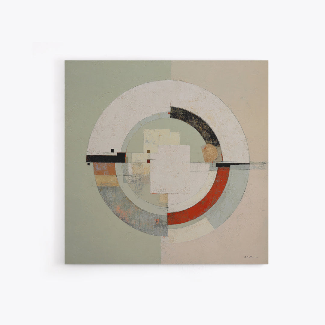 Abstract Balance of Circle Square and Line Framed Canvas Print, Zen Art, Statement Artwork, Living Room Decor, Abstract Art, ZEN-1x1-67