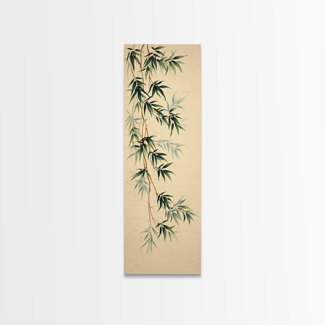 Minimal Bamboo Leaves Framed Canvas Print, Zen Art, Art Print, Living Room Decor, Fine Art, Zen, Boho Wall Decor, Japanese Art, ZEN-1x3-29
