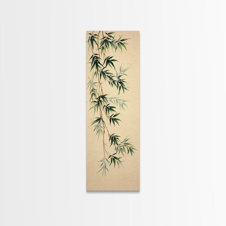 Minimal Bamboo Leaves Framed Canvas Print, Zen Art, Art Print, Living Room Decor, Fine Art, Zen, Boho Wall Decor, Japanese Art, ZEN-1x3-29
