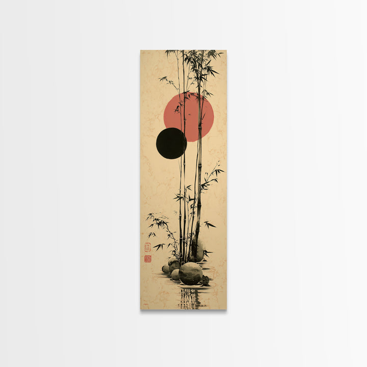 Single Black Ens Circle on Warm Paper Canvas Print, Zen Art, Original Painting, Living Room Decor, Zen, Abstract Painting, ZEN-1x3-37