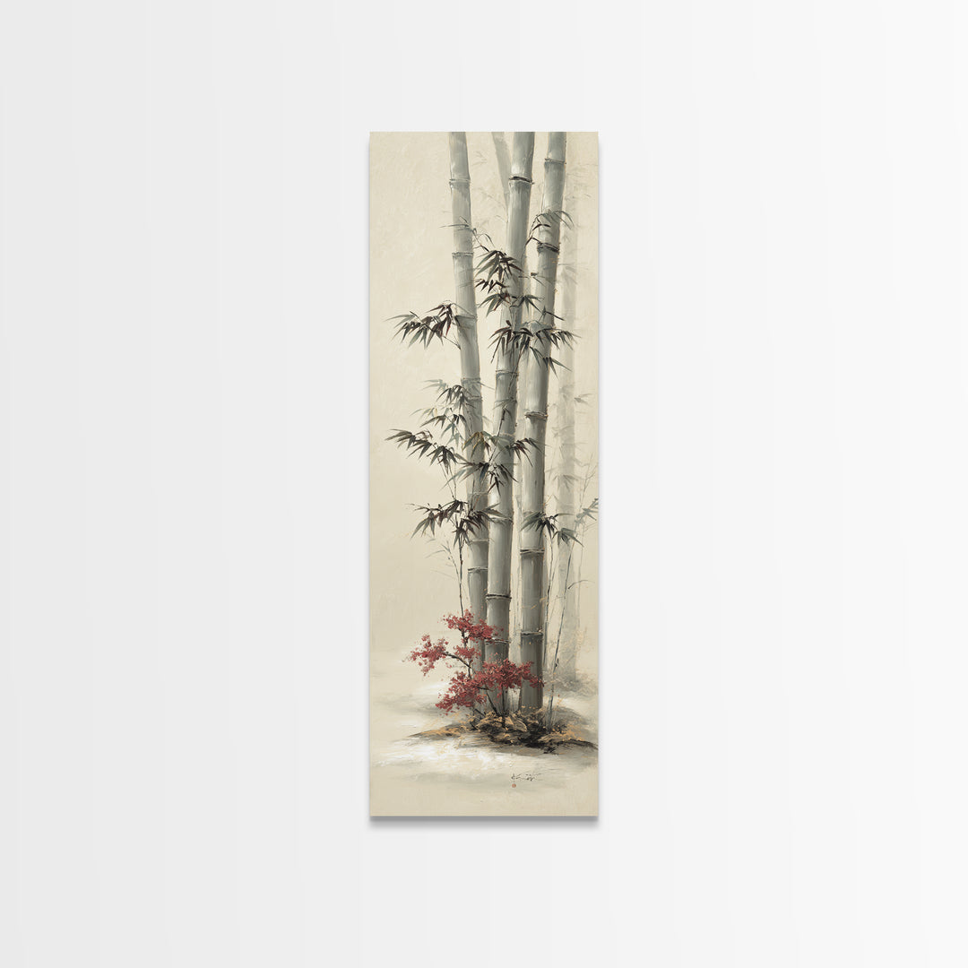 Bamboo Stalks in Sparse Ink Wash Framed Canvas Print, Zen Art, Minimalist Decor, Living Room Decor, Zen, Printable Art, ZEN-1x3-62