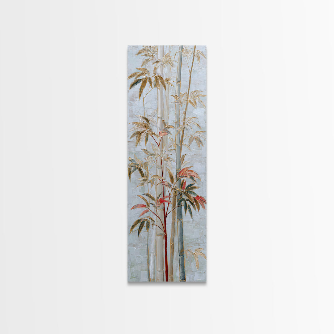 Minimal Bamboo Leaves Canvas Print, Zen Art, Abstract Art, Living Room Decor, Zen, Wabi Sabi Wall Art, Extra Large Wall Art, ZEN-1x3-77