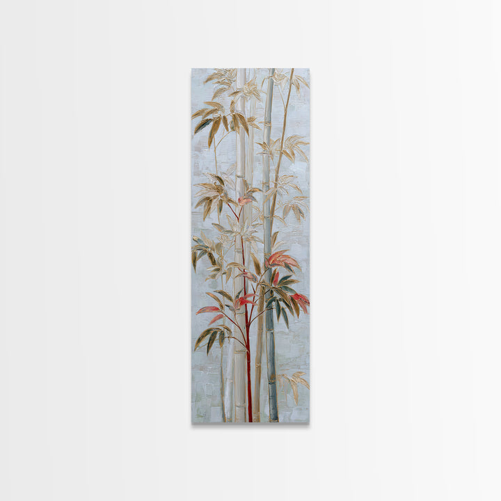 Minimal Bamboo Leaves Canvas Print, Zen Art, Abstract Art, Living Room Decor, Zen, Wabi Sabi Wall Art, Extra Large Wall Art, ZEN-1x3-77