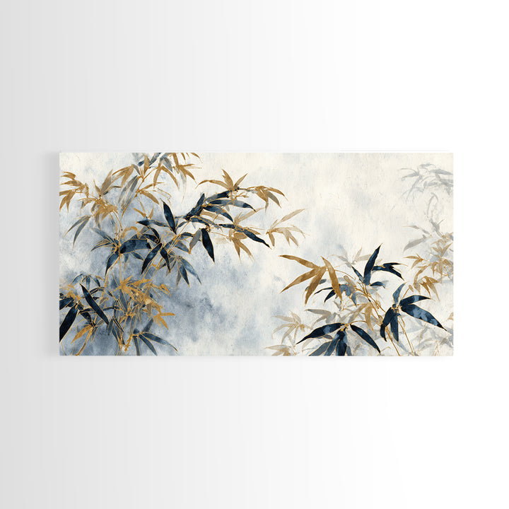Minimal Bamboo Leaves Framed Canvas Print, Zen Art, Printable Art, Living Room Decor, Zen, Nature Prints, Japanese Decor, ZEN-2x1-13