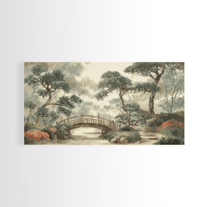 Japanese Garden Bridge Implied Through Shapes Canvas Print, Zen Art, Abstract Art, Living Room Decor, Watercolor Art, Zen, ZEN-2x1-58