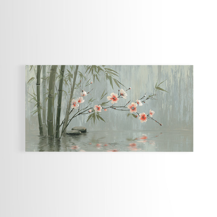 Soft Pine Silhouette Framed Canvas Print, Zen Art, Metal Wall Art, Living Room Decor, Fine Art, Zen, Japandi Wall Art, ZEN-2x1-83