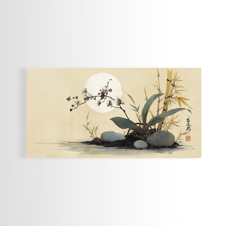 Single Orchid Stem Framed Canvas Print, Zen Art, Garden Art, Living Room Decor, Fine Art, Zen, Artist, Neutral Wall Art, ZEN-2x1-91
