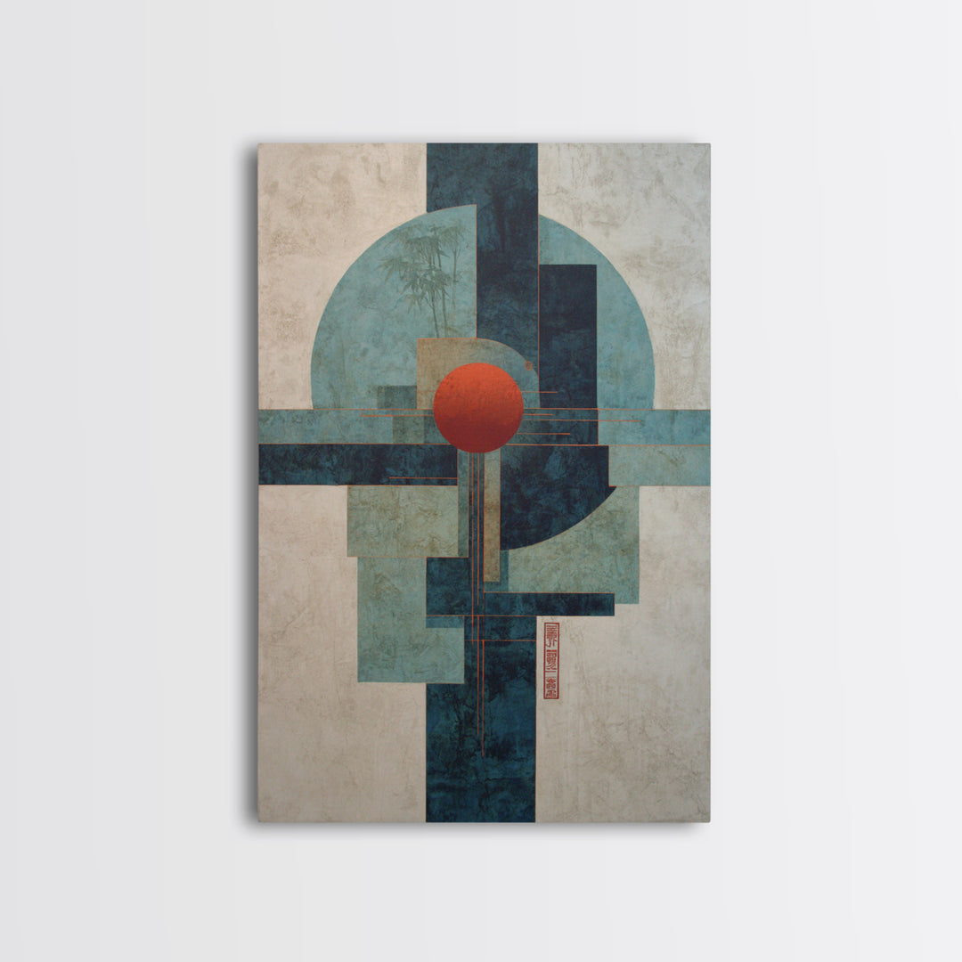 Abstract Balance of Circle Square and Line Framed Canvas Print, Zen Art, Contemporary Art, Living Room Decor, Abstract Art, Zen, ZEN-2x3-75