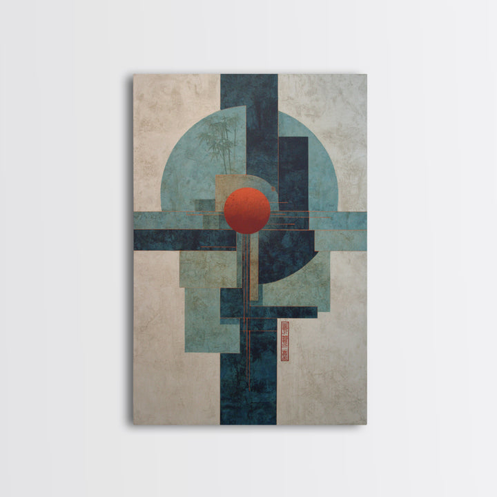 Abstract Balance of Circle Square and Line Framed Canvas Print, Zen Art, Contemporary Art, Living Room Decor, Abstract Art, Zen, ZEN-2x3-75