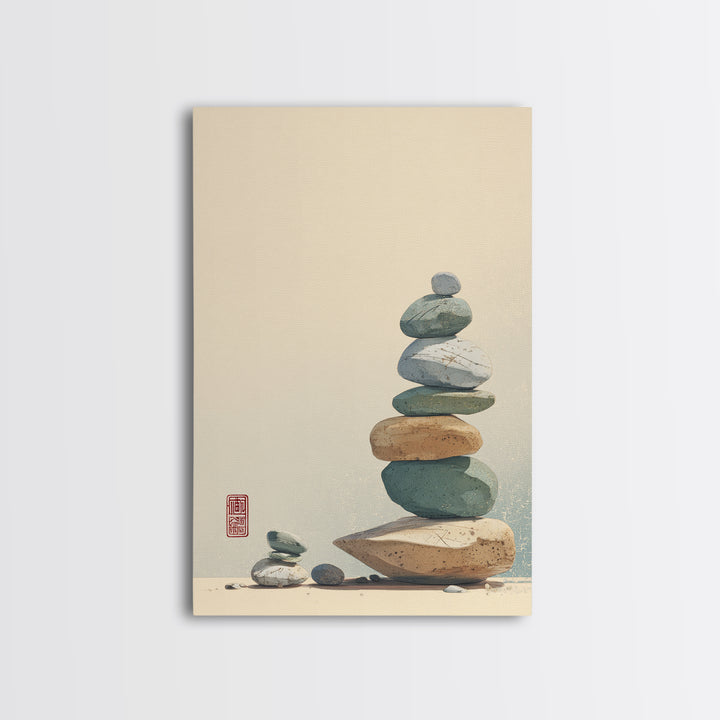 Smooth Pebbles Arranged Canvas Print, Zen Art, Textured Painting, Living Room Decor, Fine Art, Zen, Abstract Art, Digital Print, ZEN-2x3-91