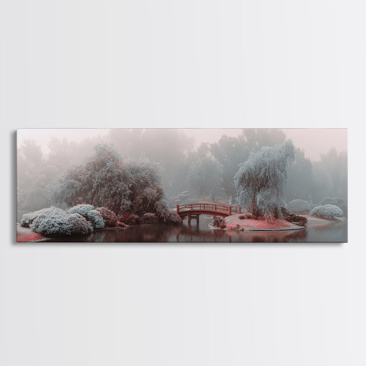 Japanese Garden Bridge Implied Through Shapes Canvas Print, Zen Art, Abstract Art, Living Room Decor, Watercolor Art, Zen, ZEN-3x1-30