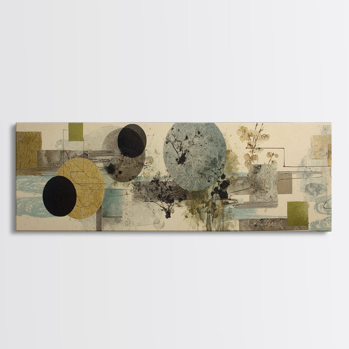 Abstract Balance of Circle Square and Line Canvas Print, Zen Art, Art, Living Room Decor, Zen, Garden Art, Japanese Wall Art, ZEN-3x1-35