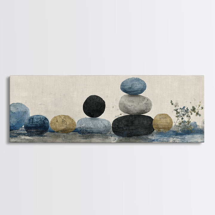 Smooth Pebbles Arranged Framed Canvas Print, Zen Art, Printable Art, Living Room Decor, Fine Art, Zen, Nature Prints, ZEN-3x1-51