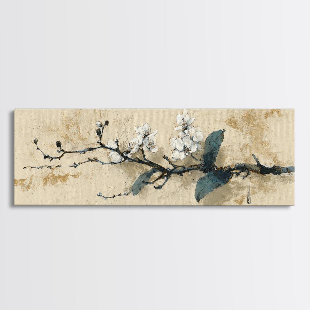 Single Orchid Stem Framed Canvas Print, Zen Art, Wall Decor, Living Room Decor, Zen, Japanese Wall Art, Boho Wall Decor, ZEN-3x1-63