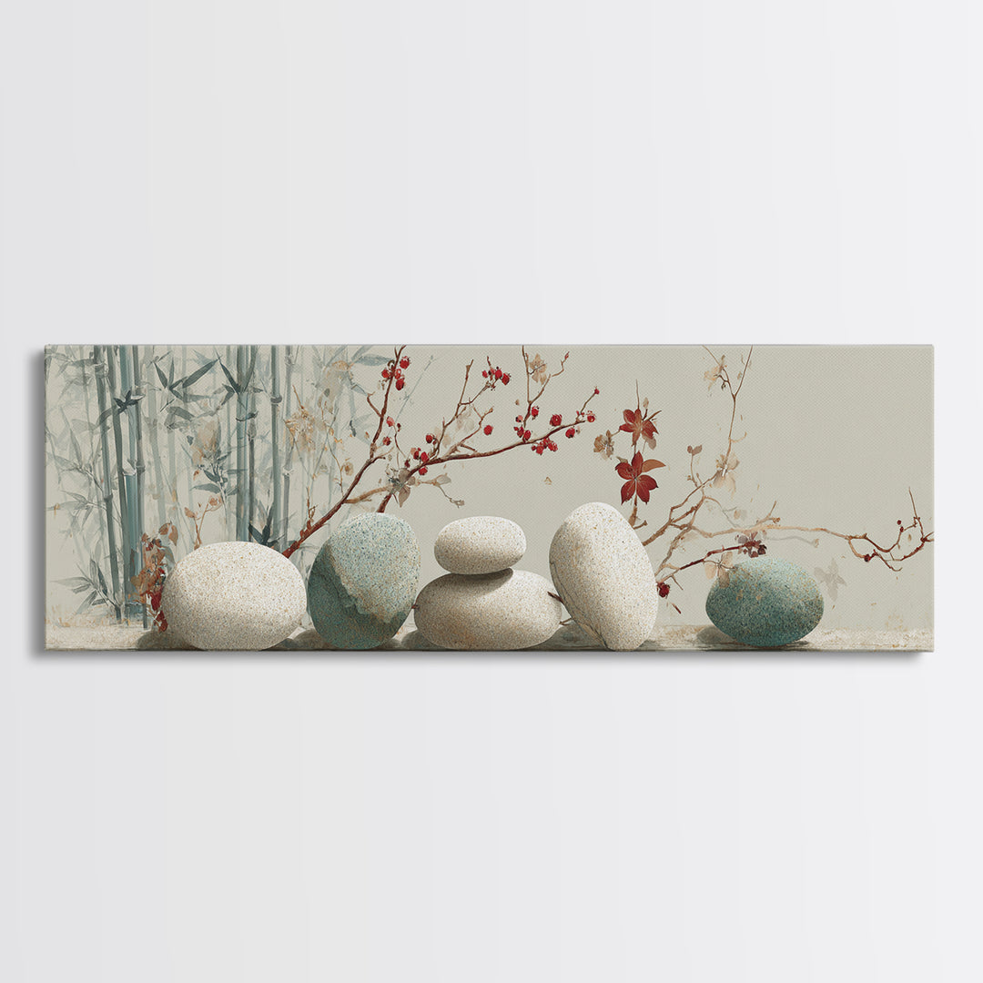 Smooth Pebbles Arranged Canvas Print, Zen Art, Japanese Art, Living Room Decor, Fine Art, Zen, Contemporary Art, Gallery Decor, ZEN-3x1-75